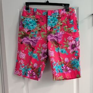 Caribbean Joe Pink Floral Women's Capris